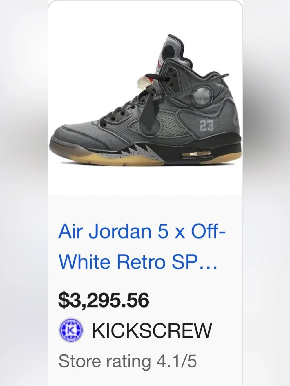 New! Off-White x Air Jordan 5 Retro SP 'Muslin' features a faded black textile